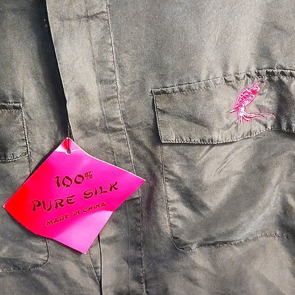 Mens vintage silk button down shirt L - Picture 3 of 5